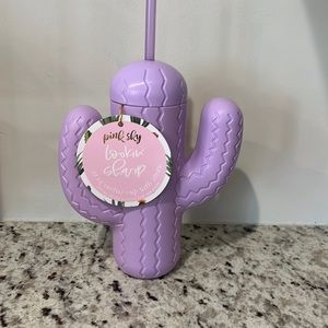 Pink sky looking sharp cactus cup with straw